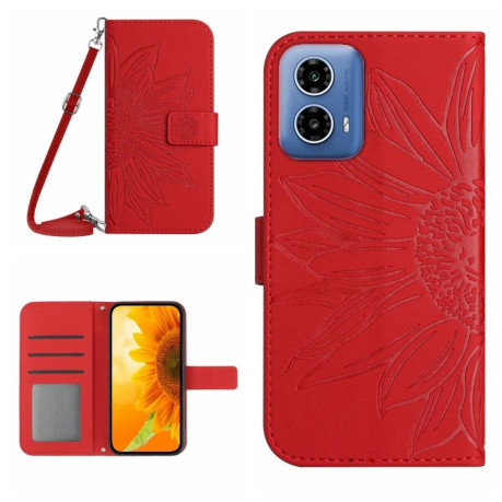 Чехол-книжка Skin Feel Sun Flower для Motorola Moto G35 5G - красный