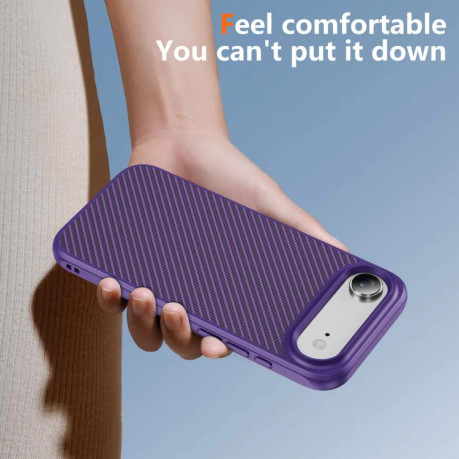 Ударозащитный чехол Carbon Fiber Texture Skin-feel Acrylic TPU на iPhone Air - фиолетовый