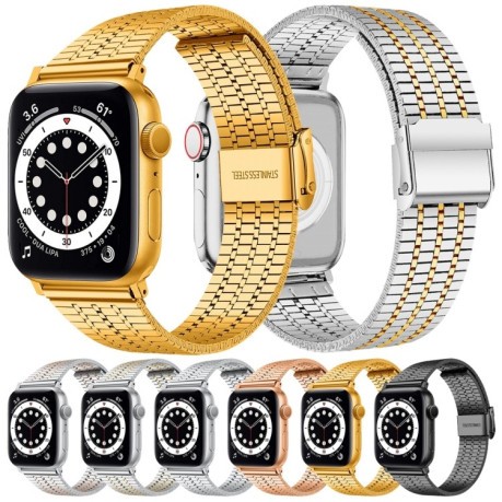 Ремінець Steel series для Apple Watch 10 42mm/Series 8/7 41mm / 40mm / 38mm - сріблясто-золотий
