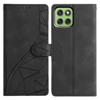 Чехол-книжка Triangles Embossed Leather для Motorola Edge 60 - черный