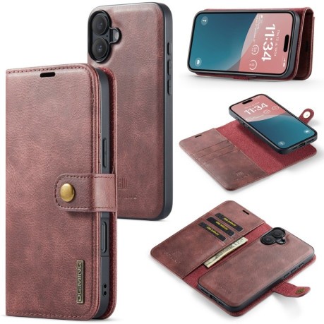 Чохол-книжка DG.MING Crazy Horse Texture для iPhone 16 - червоний