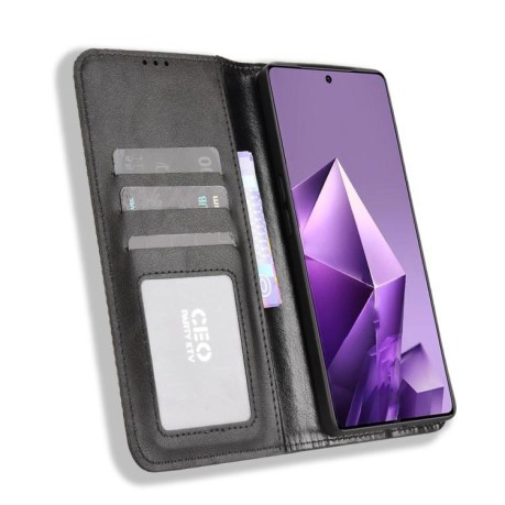 Чехол-книжка Magnetic Buckle Retro Crazy Horse Texture на Infinix Note 50 Pro+ - черный