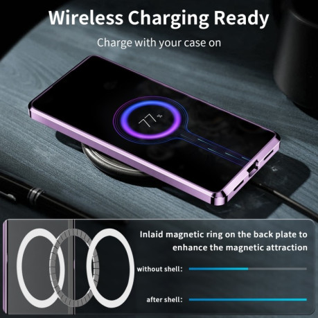 Противоударный чехол Frosted Meta (MagSafe) для Samsung Galaxy S24 - фиолетовый