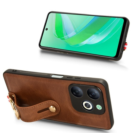 Противоударный чехол Wristband Leather Back для Infinix Smart 8 - коричневый
