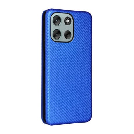 Чохол-книжка Carbon Fiber Texture на Motorola Moto G56 - синій