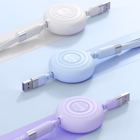 Универсальный зарядный кабель ROMOSS CB256L 1.2m 6A 100W 8 Pin + USB-C/Type-C + Micro USB 3 In 1 Charging Cable - фиолетовый