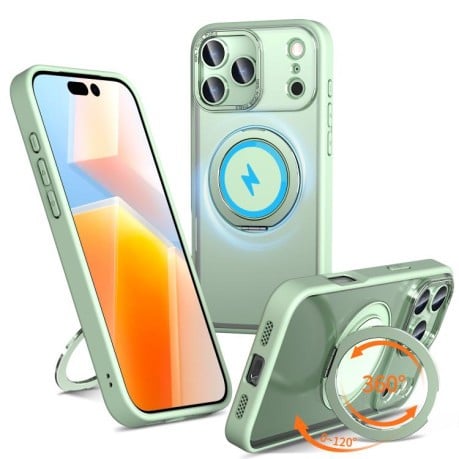 Чехол Kalebol с подставкой 360 и MagSafe на iPhone 17 Pro - зеленый