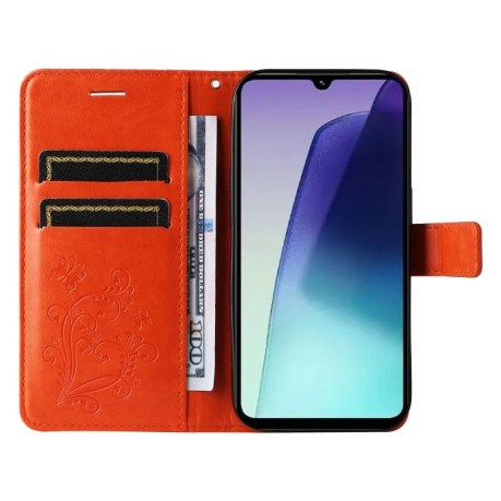 Чохол-книжка Embossed Butterfly для Xiaomi Redmi 14C 4G/Poco C75/Redmi A4 5G - помаранчевий