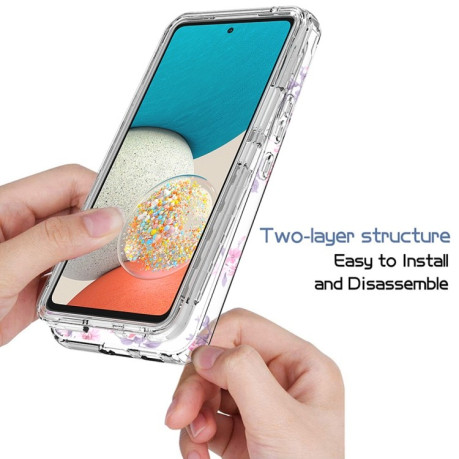 Противоударный чехол Transparent Painted для Samsung Galaxy A53 - Pink Flower