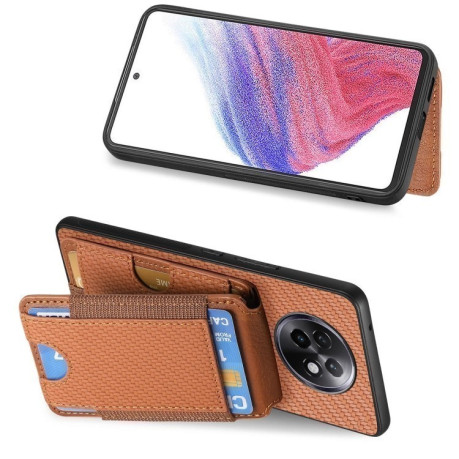 Чохол Cross Leather Ring Vertical Zipper Wallet для Realme 13 Pro / 13 Pro+ - коричневий