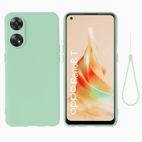 Силиконовый чехол Solid Color Liquid Silicone для OPPO Reno8 T 4G - зеленый