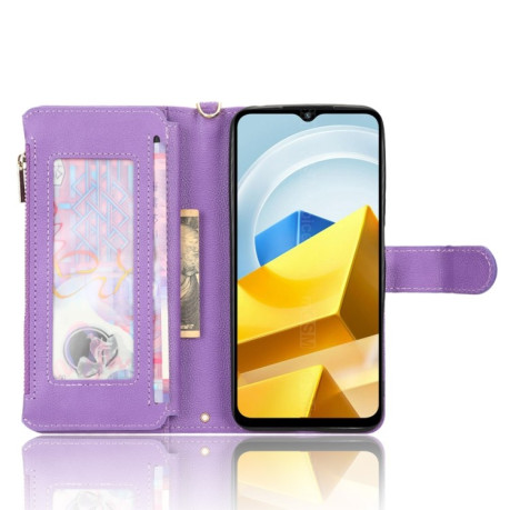 Чохол-книжка Litchi Texture Zipper для Xiaomi Poco M5 - фіолетовий