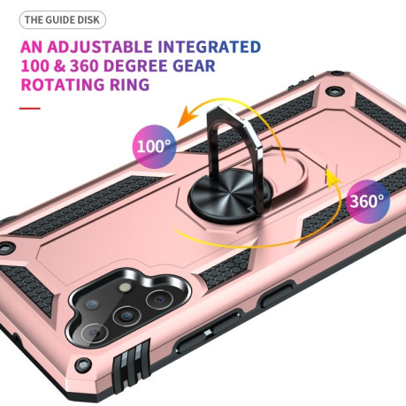 Противоударный чехол-подставка 360 Degree Rotating Holder на Samsung Galaxy A32 4G - розовое золото