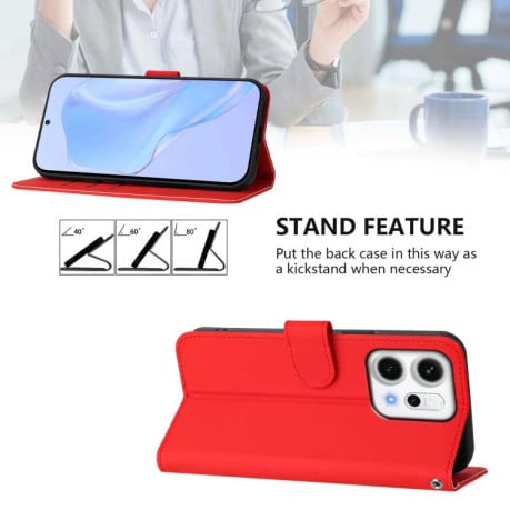 Чехол-книжка с мягким покрытием (Skin Feel) со шнурком на OPPO Reno14 5G Global - красный