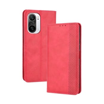Чехол-книжка Magnetic Buckle Retro для Xiaomi Mi 11i/Xiaomi Poco F3/Redmi K40/K40 Pro - красный