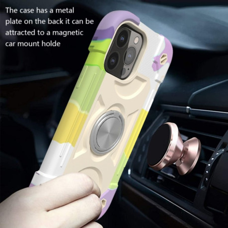 Протиударний чохол Silicone with Dual-Ring Holder для iPhone 13 Pro Max - Colorful Beige
