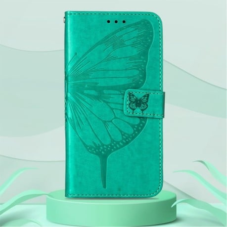 Чехол-книжка Embossed Butterfly для Realme 9 Pro Plus - зеленый