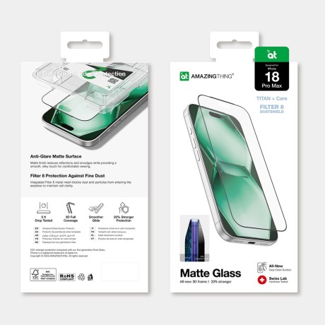 Оригінальне захисне скло AmazingThing Titan +Care Matte Glass на iPhone 18 Pro Max