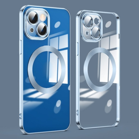 Противоударный чехол Lens MagSafe для  iPhone 14 Plus - голубой