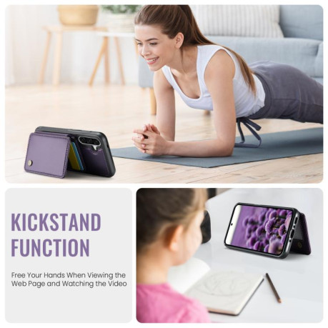 Чехол JEEHOOD J05 Business Magnetic Style RFID Leather для Samsung Galaxy A36 - фиолетовый