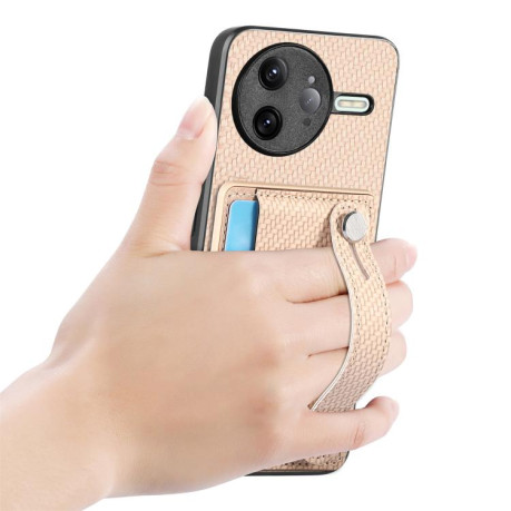 Противоударный чехол Wristband Kickstand Card для Xiaomi Poco F7 Ultra - хаки