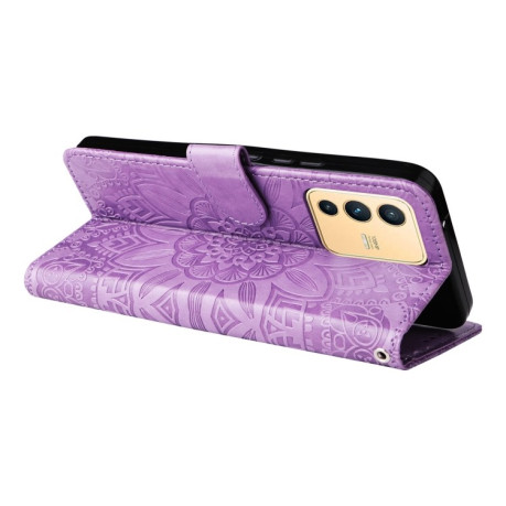 Чехол-книжка Embossed Sunflower для Vivo S12 / V23 5G - фиолетовый