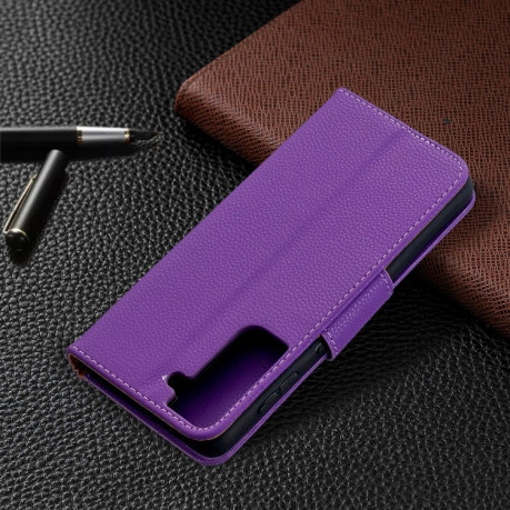 Чехол-книжка Litchi Texture Pure Color на Samsung Galaxy S21 - фиолетовый