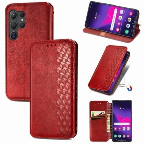Чохол-книжка Cubic Grid для Samsung Galaxy S25 Ultra 5G - червоний