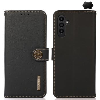 Кожаный чехол-книжка KHAZNEH Custer Genuine для Samsung Galaxy S24+ - черный