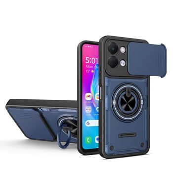 Протиударний чохол зі шторкою камери Sliding Camshield та кільцем-підставкою на Tecno Spark Go 3 / Pop 20 4G — синій