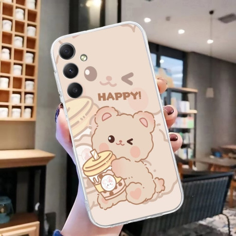 Чехол Colored Drawing Pattern Transparent TPU для Samsung Galaxy S24 FE 5G - Bear