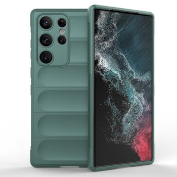 Силиконовый чехол Magic Flannel для Samsung Galaxy S23 Ultra 5G - темно-зеленый