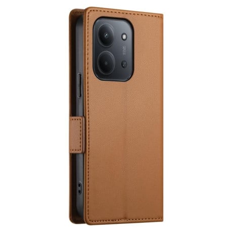 Чохол-книжка Side Buckle Magnetic Frosted Leather на Xiaomi Redmi 15C 5G / 4G EU 173mm / Poco C85 5G - коричневий