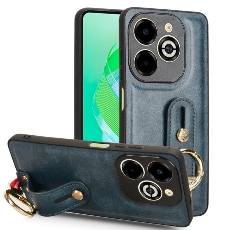 Противоударный чехол Wristband Leather Back для Infinix Smart 8 Plus / Smart 8 Pro - синий