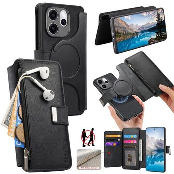 Чохол-книжка CaseNeo MagSafe RFID Anti-theft Zipper Wallet Retro Leather на OPPO Reno15 Pro 5G Global — коричневий