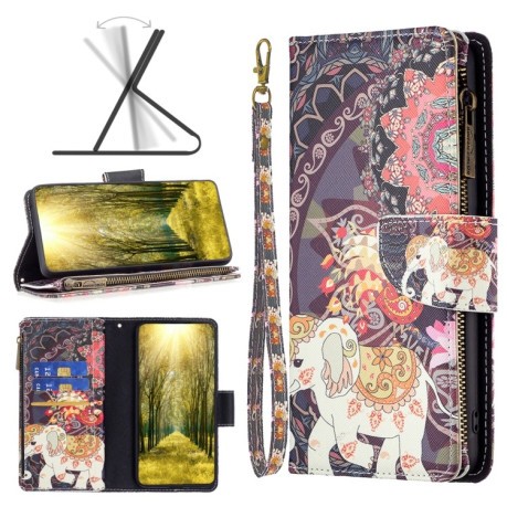 Чохол-гаманець Colored Drawing Pattern Zipper для Xiaomi Redmi A1/A2/Redmi A1+/A2+ - Flower Elephants