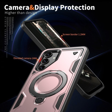 Противоударный чехол MagSafe Holder Armor PC Hybrid для Samsung Galaxy A16 5G - розовое золото