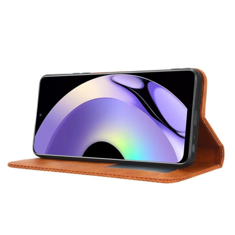 Чохол-книжка Magnetic Buckle Retro Crazy Horse Texture на Realme 10 Pro - коричневий