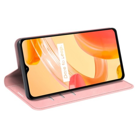 Чохол-книжка Retro Skin Feel Business Magnetic на Realme C30 4G - рожевий