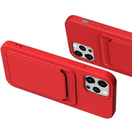 Противоударный чехол Card Slot Design для iPhone 14 Plus - красный