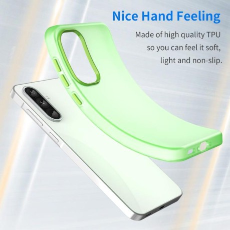 Противоударный чехол Frosted Translucent TPU Hybrid PC для Samsung Galaxy A56 5G - зеленый