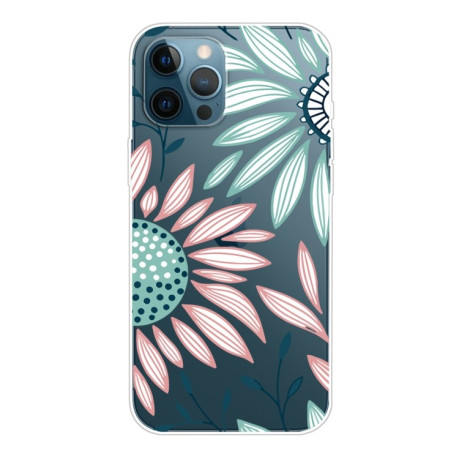 Чехол Painted Pattern для iPhone 13 Pro Max - Pink Green Flower