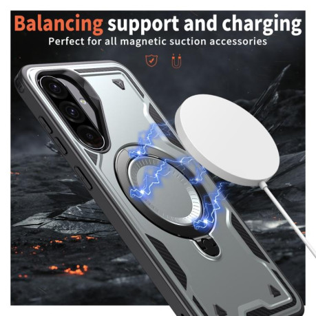 Противоударный чехол MagSafe Holder Armor PC Hybrid для Samsung Galaxy A56 5G - серый
