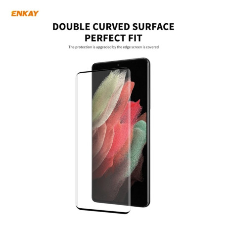 Защитное стекло ENKAY Hat-prince Full Glue 0.26mm 9H 3D на Samsung Galaxy S21 Ultra - черный