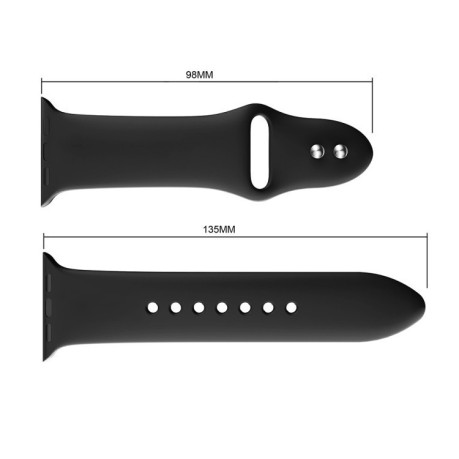 Спортивний ремінець Double Rivets Silicone Watch Band на Apple Watch Series 3 &amp; 2 &amp; 1 38mm -чорний