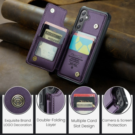 Чехол CaseMe C22 Card Slots Holder RFID Anti-theft для Samsung Galaxy S24 FE 5G - фиолетовый
