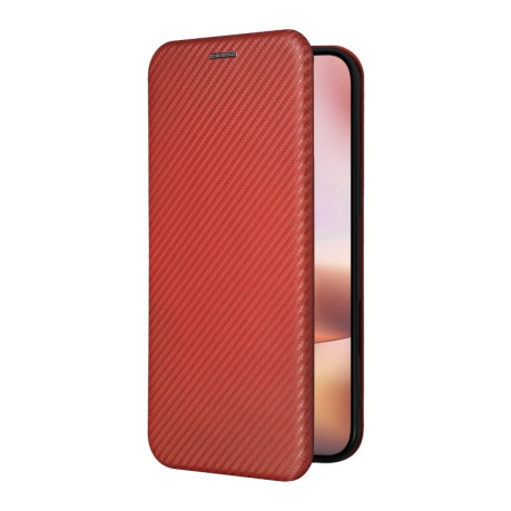 Чехол-книжка Carbon Fiber Texture на iPhone 16 - коричневый