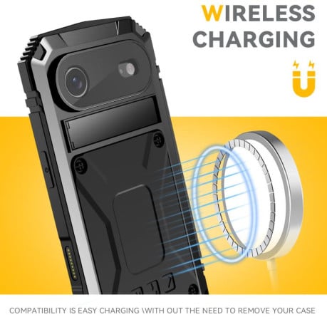 Протиударний чохол R-JUST Metal + Silicone + Tempered Glass Life Waterproof на iPhone Air - чорний