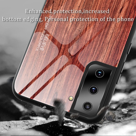 Противоударный чехол Wood Grain Glass на Samsung Galaxy S21 Ultra - M01