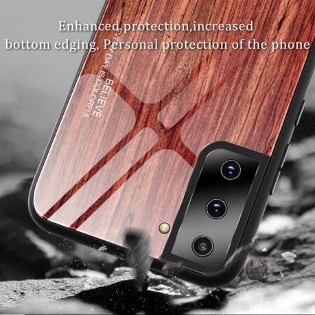 Противоударный чехол Wood Grain Glass на Samsung Galaxy S21 Ultra - M02